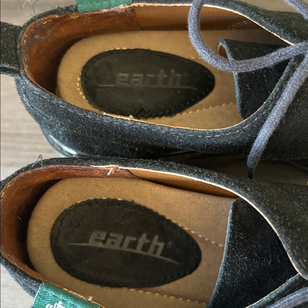 Earth Shoes Lexi Black Suede Lace Up Oxford Loafer Size 6 - Picture 7 of 9